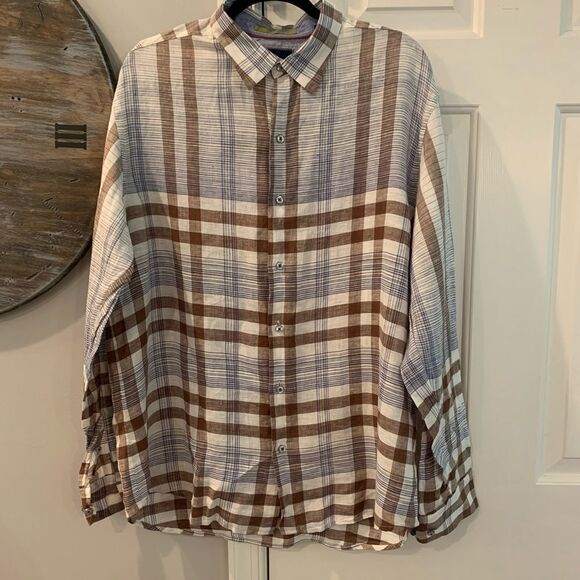 Tommy Bahama Linen Button Down Shirt sz L EUC - Picture 1 of 5